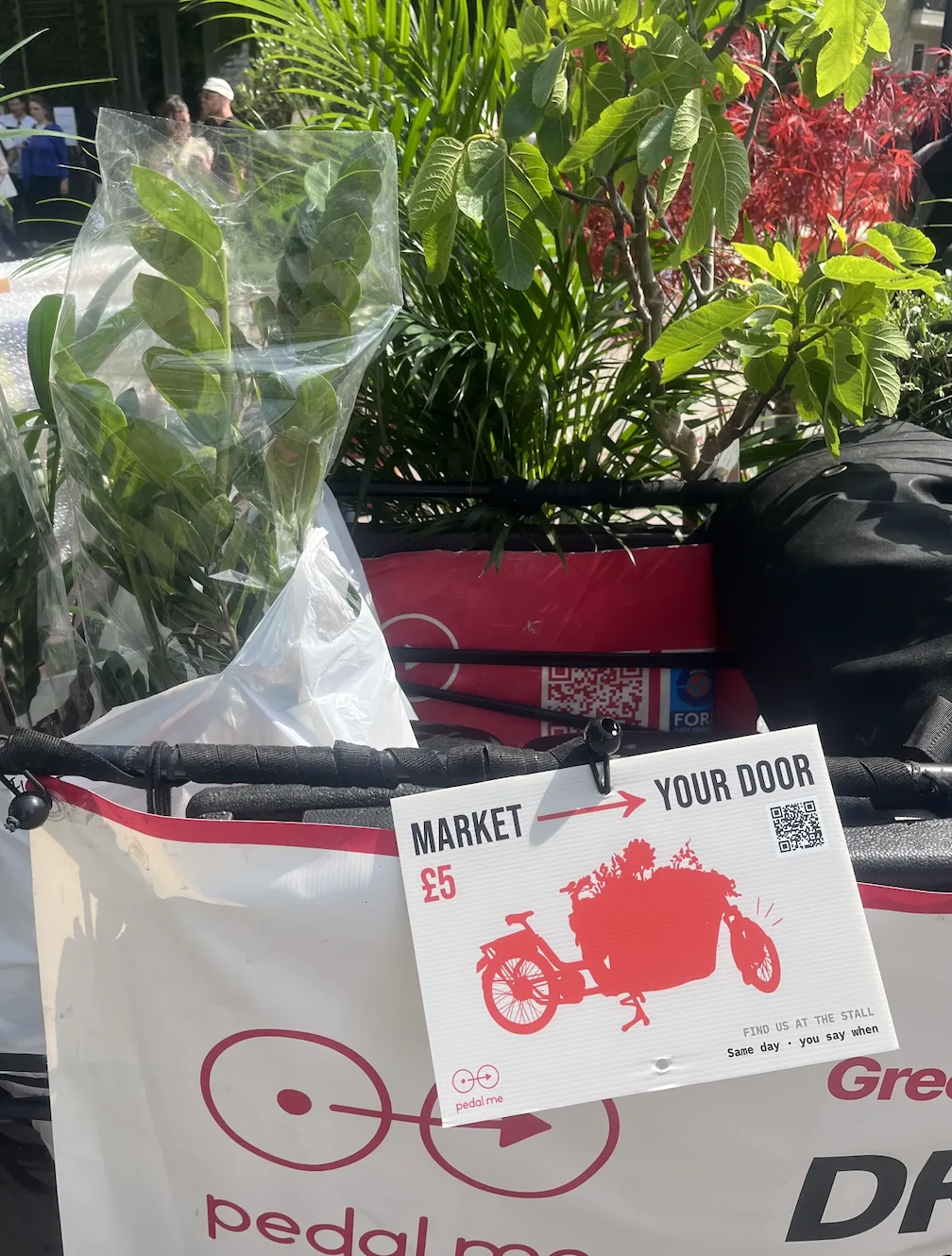 Market to your door — cargo bike sign